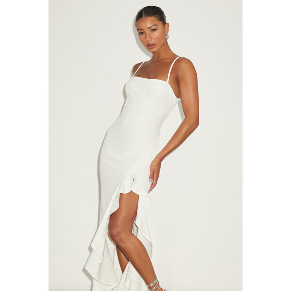 Lulus Iveta White Cutout Ruffled Sleeveless Midi Dress - Size S